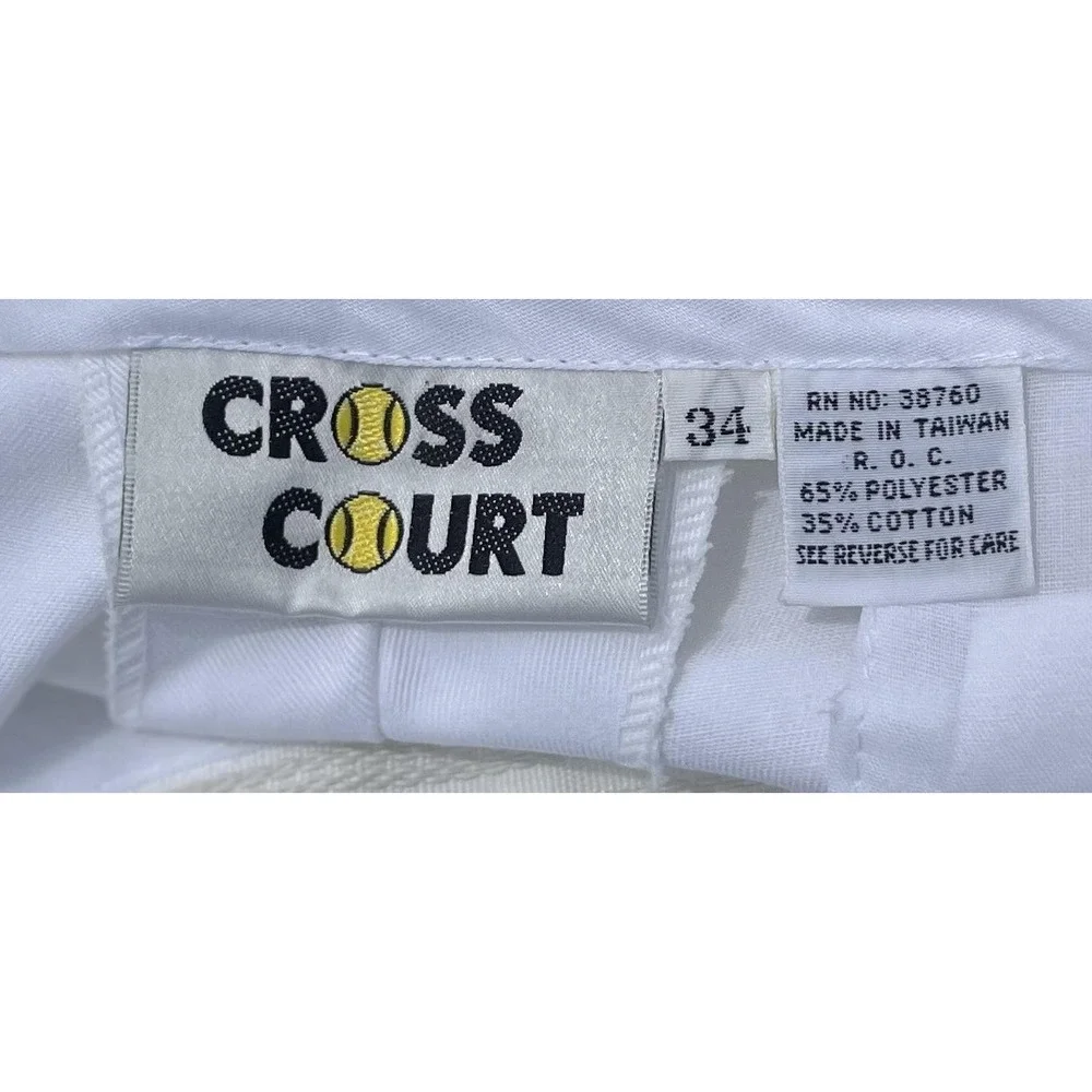 Vintage Cross Court Tennis‎ Shorts Mens 34 80s Poly Cotton NWT Classic Retro - Picture 14 of 14